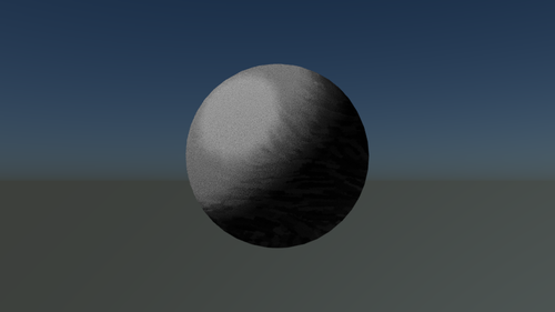 A render of a grey sphere which is stylized to look as if it is painted, with brush strokes defining the shadows