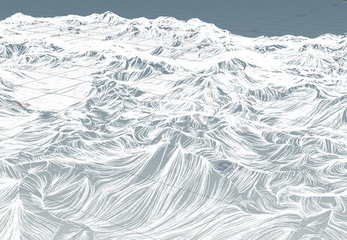 Lines flowing over an ocean surface, render