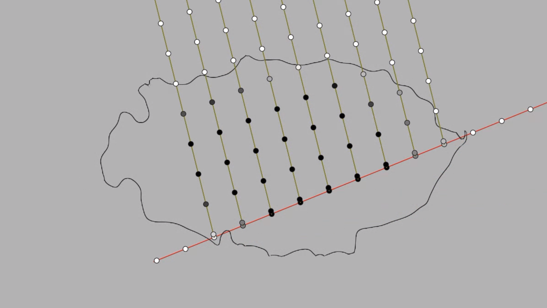 A 2d diagram showing a ray being marched through a cloud, demonstrating how such a method can be used to sample the density along a view ray